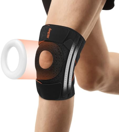 MitButy Genouillère Sport pour Hommes et Femmes – Genouillère Ajustable avec Patella Ouverte et Gel Rotulien Intégré - Knee Support pour Course, Marche, Salle de Sport, Arthrite, Arthrose Genou