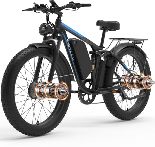 Kojesen EB7PRO Dual Motor Electric Bike, 24 Fat Tire Mountain Ebike with 52V 32Ah Battery, Long Range 160KM, Full Suspension Dual Hydraulic Brake Electric Bicycle for Adults Men and Women