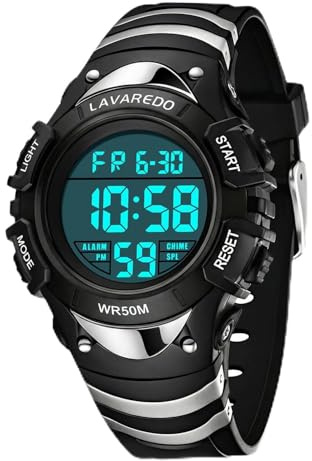 Timever Boys Watch Kids Watch, Boys Digital Watches with LED Backlight/Stopwatch/Alarm,Waterproof Outdoor Multifunctional Sport Kids Watches for 3-12 Year Old Boys Girls (Black)