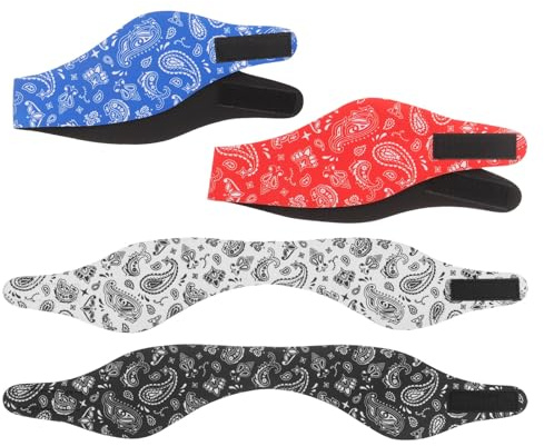 HORIALENCE 4pcs Adjustable Thick Sbr Swim Headbands Waterproof Ear Protectors for Bathing and Kayaking Adults Men Women Comfortable Fit