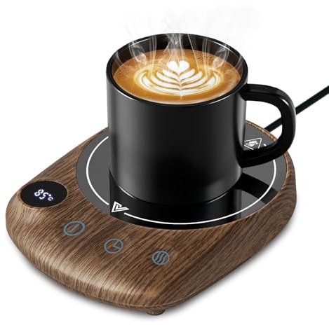 Mug Warmer, MQUPIN Coffee Mug Warmer for Desk 4 Temperature Settings (55℃/65℃/75℃/85℃), 1-12 Hour Timer Cup Warmer with 8 Hour Auto Shut Off, Smart Mug Warmer for Desk Coffee Milk Tea Cocoa(Woodgrain)