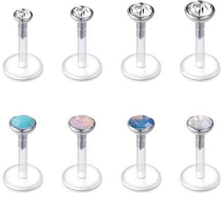Rajnard 16G Klar Ohrstecker Lippenpiercing 6mm 8mm 10mm 12mm Plastik Ohrringe für Schule UV Flexibel Acryl Kunststtoff Piercing Retainer Helix Knorpel Tragus Labret Piercing Schmuck