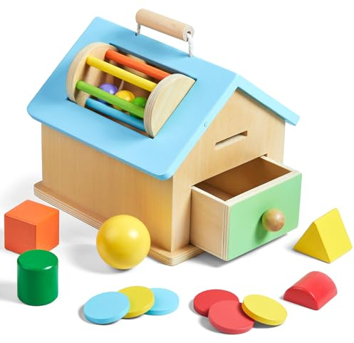 Toywoo Montessori 5 in 1 Spielzeug für Kinder 1 2 3 Jahre, Holzbox mit Lern- und Entwicklungsspielen, Geschenk für Kinder