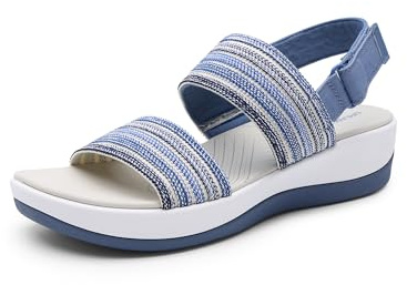DREAM PAIRS Sandalias Deportivas Planos Mujer Zapatos de Tacón Cuña con Suela Ligera EVA Tranpirables para Paseo Playa Viaje,Size 39,Azul,DWUMFS2522