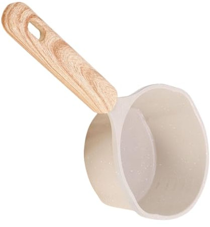 DECHOUS Small Milk Saucepan Non Stick: 12cm 250ml Coating Sauce Pan Small Milk Pan Fry Pot with Wooden Handle - for Kitchen, Induction, Gas & Electric Hobs