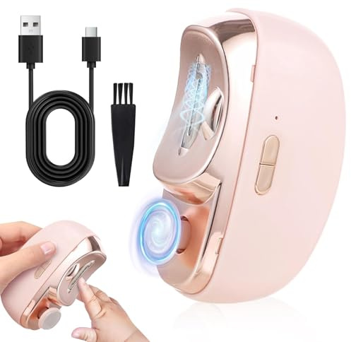DMQ 2025 New 3 in 1 Electric Nail Clipper with Polishing, Safe and Convenient Automatic Nail Trimmer - 2 Speed Adjustment Electric Toe Nail Files, Nail Cutter with Light for Baby Seniors (Pink)