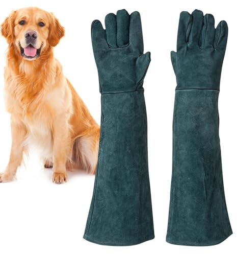 Guantes de manipulación de animales – Guante anti mordida | Equipo de cuidado de mascotas, protección de alto rendimiento, protección de brazo de entrenador, funda de piel reforzada, entrenamiento