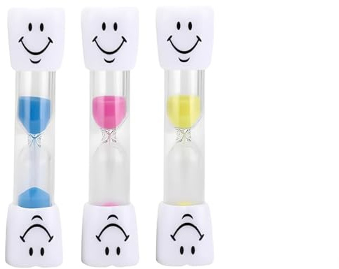 OPVYAEU 3 sabliers 3 Minutes pour Enfants, minuteur brossage Dents, Timer pédagogique Bleu Rose Jaune, sablier ludique Apprentissage pour Enfant