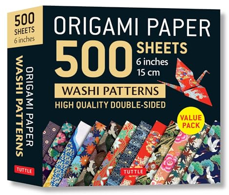 Origami Paper: 500 sheets Japanese Washi Patterns: Double-Sided Origami Sheets with 12 Different Designs (Instructions for 6 Projects Included)