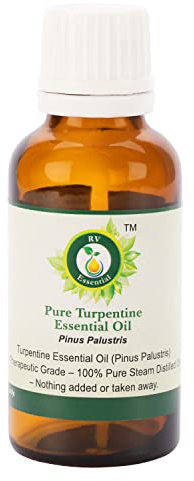 R V Essential Aceite Esencial de Turpentine Pura 30ml (1.01oz)- Pinus Palustris (100% puro y vapor natural destilado) Pure Turpentine Essential Oil