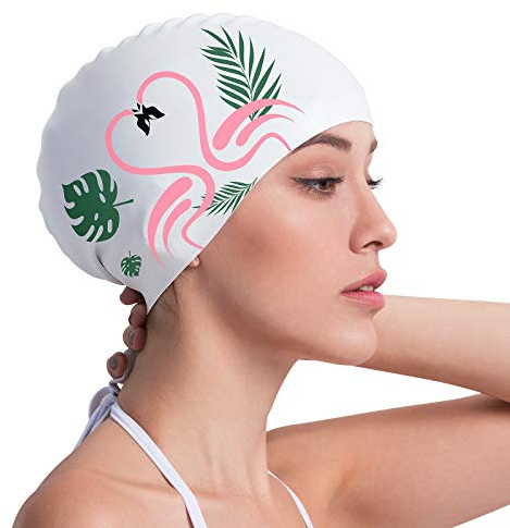 Swimming Cap Women, Adult Swim Cap for Hair and Ear Protection, Silicone Long Hair Swimming Cap for Women, which Keeps Hair Dry