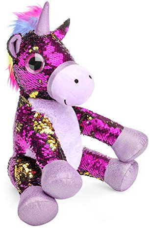 Mousehouse Gifts - Einhorn-Kuscheltier mit Pailletten - Violett - 29 cm