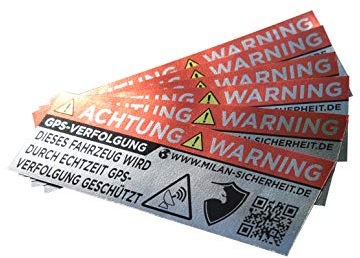 6X GPS Fahrrad Sticker Tracker Alarm Aufkleber mit echter Webseite auf dem Anti-Diebstahl Warnaufkleber für Auto, Motorrad und Fahrrad Ortungs-Signal Aussenklebend (Silber)