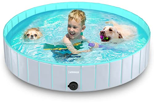 lunaoo Hundepool fur Große Hunde, Faltbare Schwimmbecken Hundebadewanne Hund Planschbecken für Kinder und Hunde, Tragbar & Eco-Friendly PVC Hunde Pool 80cm / 120cm / 160cm
