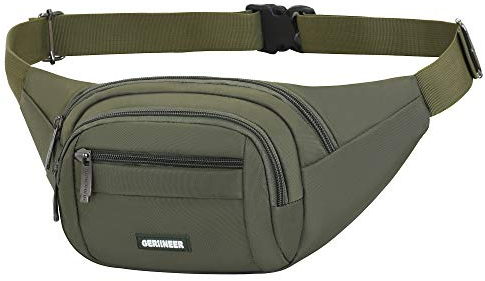 GERIINEER Bauchtasche Damen Herren Mädchen Stylisch Gürteltasche Wasserdicht Einstellbare Bum Hüfte Multifunktionale Hüfttasche Für Running Reise Sport Wanderung & alle Outdoor Aktivitäten (Olive)