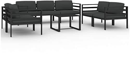 vidaXL Loungegrupp för trädgården 8 delar med dynor aluminium antracit, lounge grupp, lounge set, utemöbler, loungeset, trädgårdsmöbler