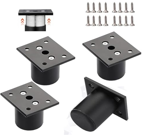 KENDVPAM 4 Stück 4cm Einstellbare Möbelfüße aus Aluminiumlegierung, Möbelbeine für Schrank Tisch Sofa mit Schrauben (Black)