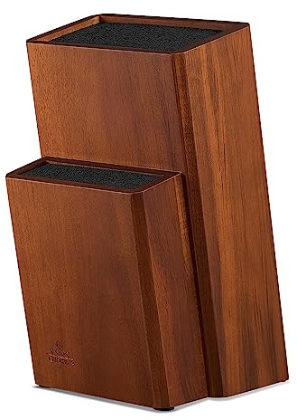 ENOKING Universal Knife Block without Knives, Acacia Wood Knife Holder/Knife Organizer with Removable Plastic Bristles for Kitchen Counter Knife Storage Rack