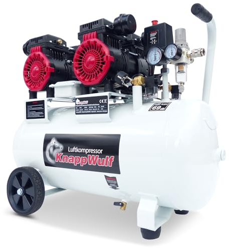 KnappWulf Compresor silencioso con caldera de 50 l, compresor de aire comprimido KW4050, 10 bar, 440 l/min