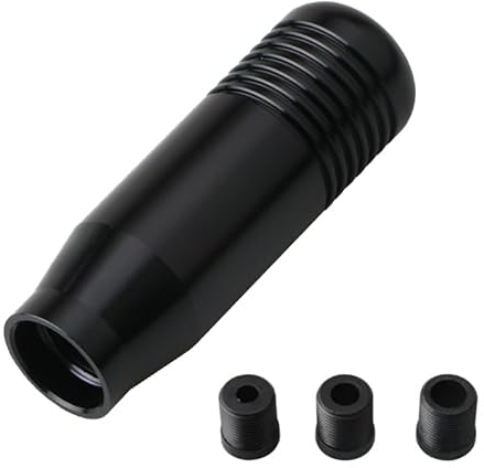 Juttzzei Auto Schaltknauf, 8.5 CM Universal Schaltknüppel, 5 Gang 6 Gang Auto Schalthebel, Premium-Aluminium Schaltknauf Tunning mit 3 Adaptern für Manueller Autos mit 5 Gang Schaltgetriebe - Schwarz
