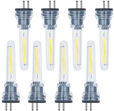 EASYIVY 8-Pack S14 LED Bulbs Plug in, 1W Spare LED Filament Light Bulb 2700K Warm White, S14 Replacement Plastic Bulbs for Outdoor String Lights