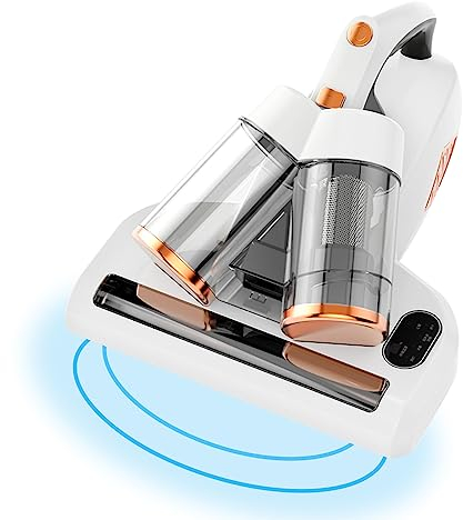 CJHZQYY Aspirador de Ácaros en Colchones con Sensor de Ácaros y Pantalla LED, 500W 15kpa Aspiradora Antiácaros para Camas, sofás, alfombras con Luz UV y Vibración, ultrasonido, Elimina 99.9%