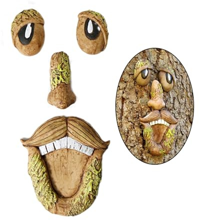 Molyorch Garden Funny Old Man Face Escultura, Art Tree Trunk Decoración, 3D Tree Face Decorations, para Decoración del Jardín, Actividades Temáticas, Fiesta Festiva