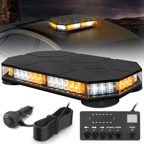 Fxlpower LED Rundumleuchte Gelb | Warnleuchte für Baufahrzeuge, Traktor & Gabelstapler | 20 Starke Magnete, IP68 Wasserdicht, mit Controller