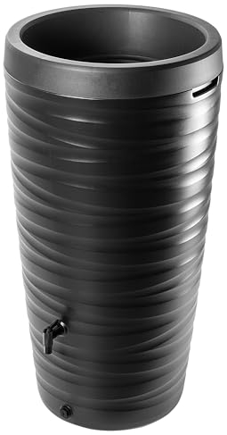 KADAX Barril de lluvia con grifo y macetero de 240 L, moderno barril de lluvia de plástico, a prueba de heladas, tanque de agua de lluvia para recoger agua de lluvia