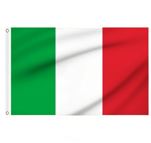 Italy Flags 5ft x 3ft, Large Italian Flags with Brass Eyelets for Eurovision Party Decorations Football Games Sports Events Outdoor