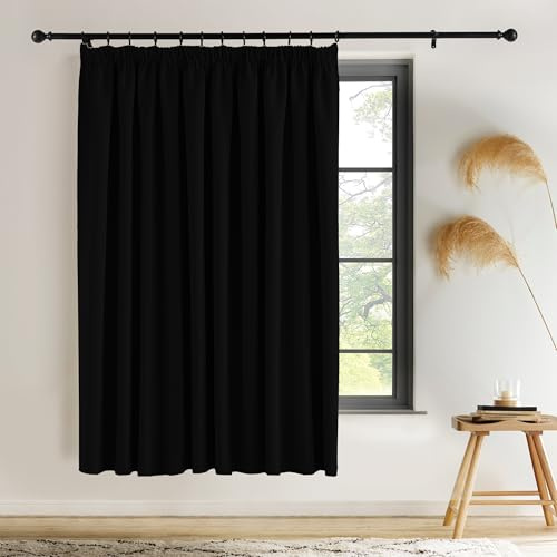 PONY DANCE Blackout Room Divider Curtain, Black, W110 x L69 Inch, 1 Panel