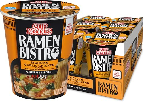 Nissin Cup Noodle Ramen Bistro Sichuan Garlic Chicken 3oz (Pack of 6)