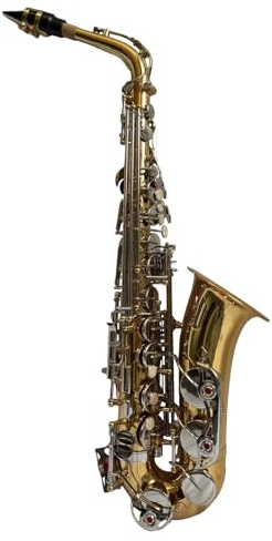 ACAGALA Alto Saxophone Saxophone Saxophone en laiton brillant E-Flat, blanc naturel, instrument de vent avec étui, gants de nettoyage, ceinture de nettoyage