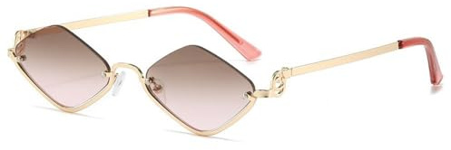 TYUVIVO Lunettes de soleil tendance en forme de losange pour hommes et femmes, verres tendance, monture en métal, style décontracté, UV400, C6, taille unique