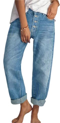 Sawmew Jeans Tonneau Pour Femmes, Jeans Courts À Jambe Large, Taille Haute, Baggy, Boyfriend, Mom, Pantalon En Denim À La Cheville Avec Poches, Streetwear En Denim, Jeans Baggy Pour Femmes(Light blue,