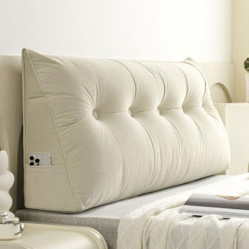Almohada de cuña para cabecera de cama para adultos, cojín grande de apoyo de posicionamiento de cachemira, almohada de respaldo de lectura para cama individual/individual/Queen/King, funda extraíble