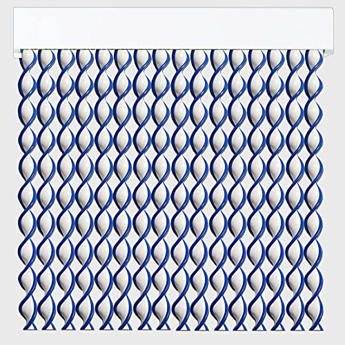 Tenda con cordino in PVC per porte, tagliata su misura, anti insetti, colore bianco e blu, altezza 230 cm x 120 cm x larghezza)