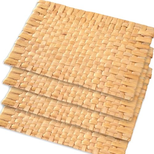 Boho Placemats Set Of 4, Table Mats Set Of 4, Wicker Plate Holders, Wicker Chargers For Dinner Plates, Individuales Para Mesa De Comedor, 16.5 X 12 (Hyacinth Platemat 30x42cm_N1_Set 4)