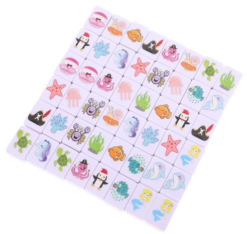Alasum Jeu de Mahjong Portable 48 Tuiles Motif Animaux Marins Coffret Léger pour Adultes et Garçon et Filles Jeu de Société Familial Fêtes de Noël et Vacances au Bord Mer