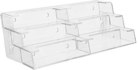 Artibetter Porta Biglietti da Visita Orizzontale in Plastica Trasparente Espositore da Tavolo con Base Antiscivolo Organizer Professionale per Ufficio e Reception