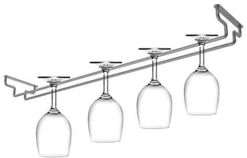 Vinglashållare, Vinglasställ Under Skåp, Hängande Vinglashållare för Kök och Bar, Rostfritt Stål, 26/30/39/52/80 cm (Silver, 52cm/20.5in)