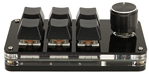 ZASCHMOY Mini Tastierino a 6 Tasti con Manopola – Tastiera Meccanica Programmabile Tramite USB per Giochi, Ufficio e Lavori Creativi – Design con una Sola Mano per la Massima comodità