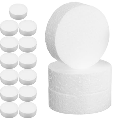 GALPADA 16 Discos de Espuma de Color Claro Redondos para Manualidades Diy, Espuma Ligera y Duradera de 9.5x2.5 Cm, Bloques Cilíndricos para Modelar, Pintura y Decoración Escolar, Kit de