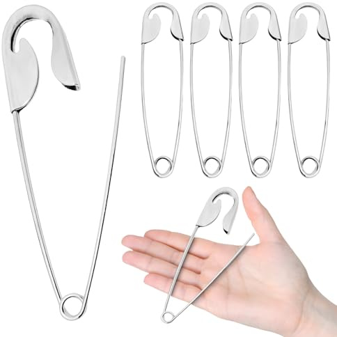 5 Pezzi Spille di Sicurezza Grandi,Spilla da Balia Grande,13 cm,Metallo,Spillone Grande per Vestiti,per Abbigliamento,Coperte,Portachiavi Fai-Da-Te e Uso Esterno (Argento)
