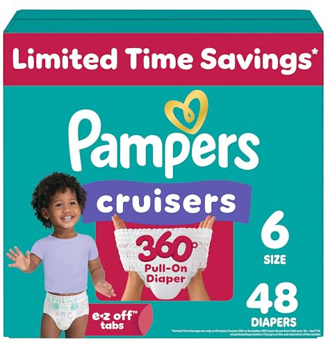 Pampers Diapers - Cruisers 360 - Size 6, 48 Count, Babyproof up to 100% Leakproof Pull-On Diaper