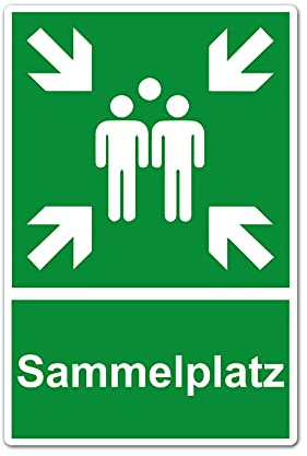 STROBO Sammelplatz Hinweisschild | Stabile 3mm Hartschaumplatte als 30x20cm Schild mit UV-Schutz für den Außenbereich