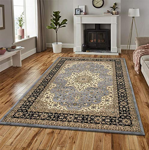 Luxury Traditional Area Rugs Large Oriental Design Carpets for Living Room Bedroom Hallway Runner Floor Mat (80 x 150 cm, Grey)