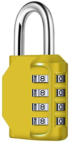 Candado Combinacion, Diyife Impermeable Candado Taquilla, Candado Seguridad 4 Dígitos, Candado para El Casillero del Gimnasio Escolar, Archivadores, Caja De Herramientas,Cerca, Cerrojo(Amarillo)