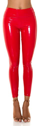Koucla glansig latex look leggings, röd, S/M