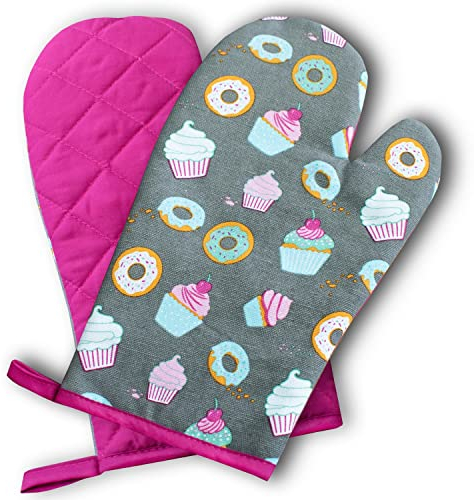 Gant de Four, Cuisine, Cakes, Rose, 1 Paire, résistants à la Chaleur jusqu'à 250°C, Produit testé et certifié dans l'UE